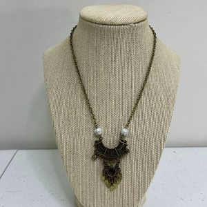 Lovisa Necklace Boho Gold Tone Dangle Ethnic Tribal Southwestern White Beaded Us